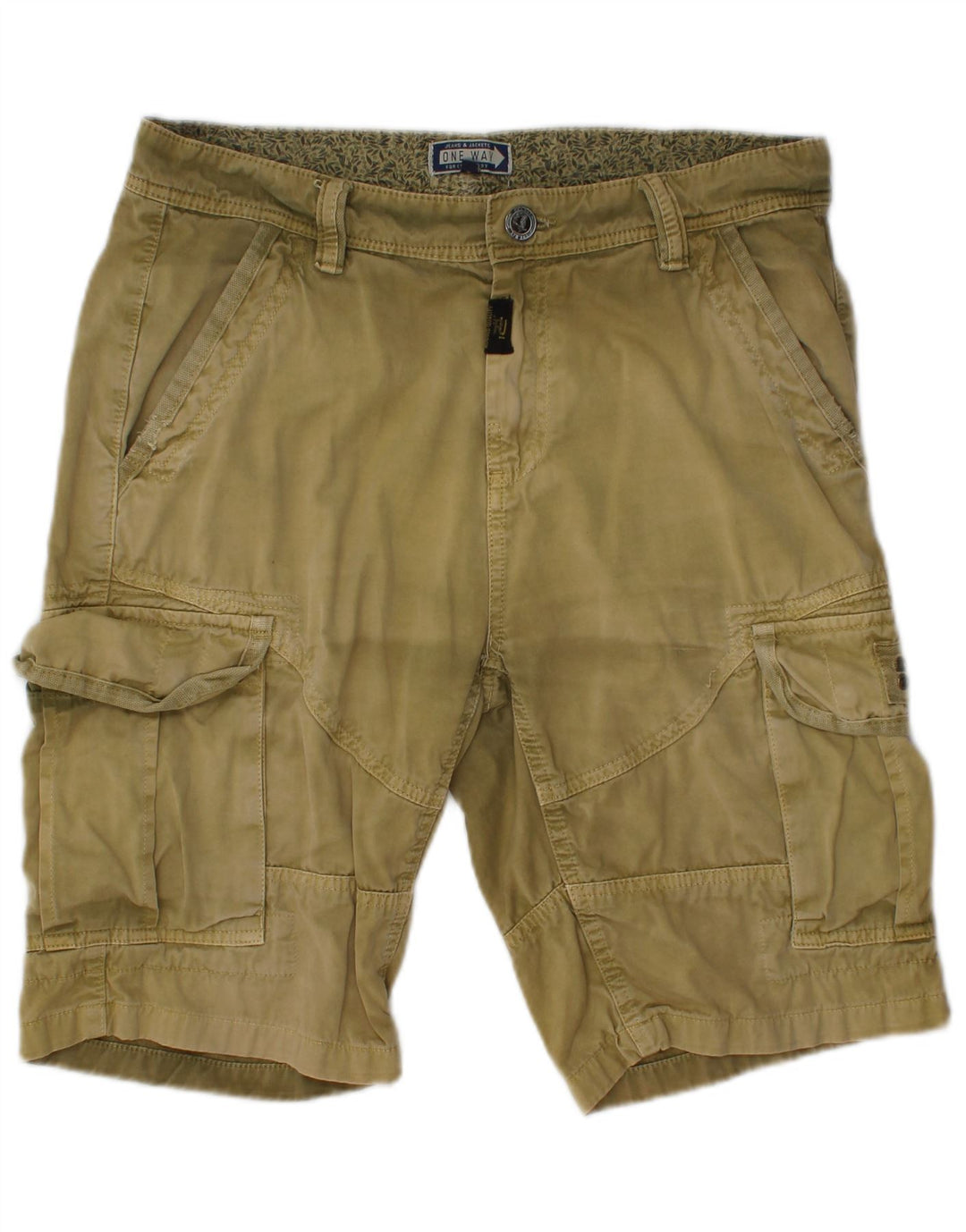 ONE WAY Muške kargo kratke hlače srednje veličine W32 Kaki pamuk