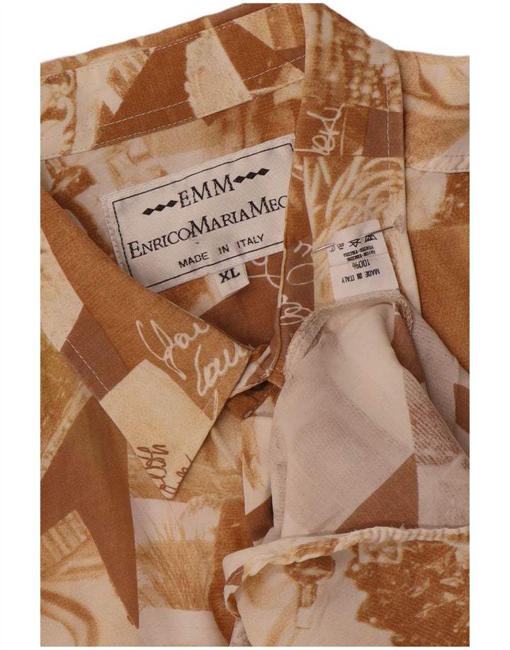 Vintage muška grafička košulja XL od smeđe svile