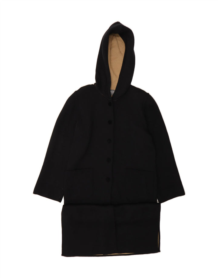 ENNEDI Womens Hooded Overcoat UK 14 Large Black Wool Vintage Ennedi and Second-Hand Ennedi from Messina Hembry 