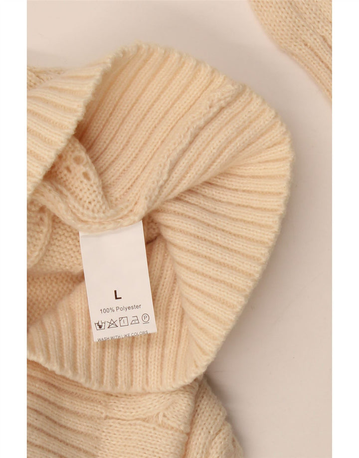 VINTAGE ženski kardigan pulover UK 16 Veliki bež poliester