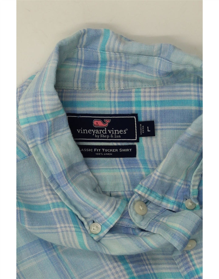 Vineyard Vines muška klasična košulja velikog plavog kariranog lana