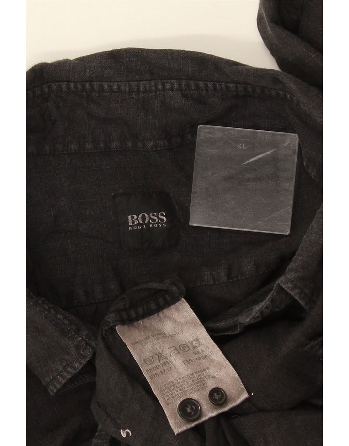 Hugo Boss muška košulja kratkih rukava XL siva lanena