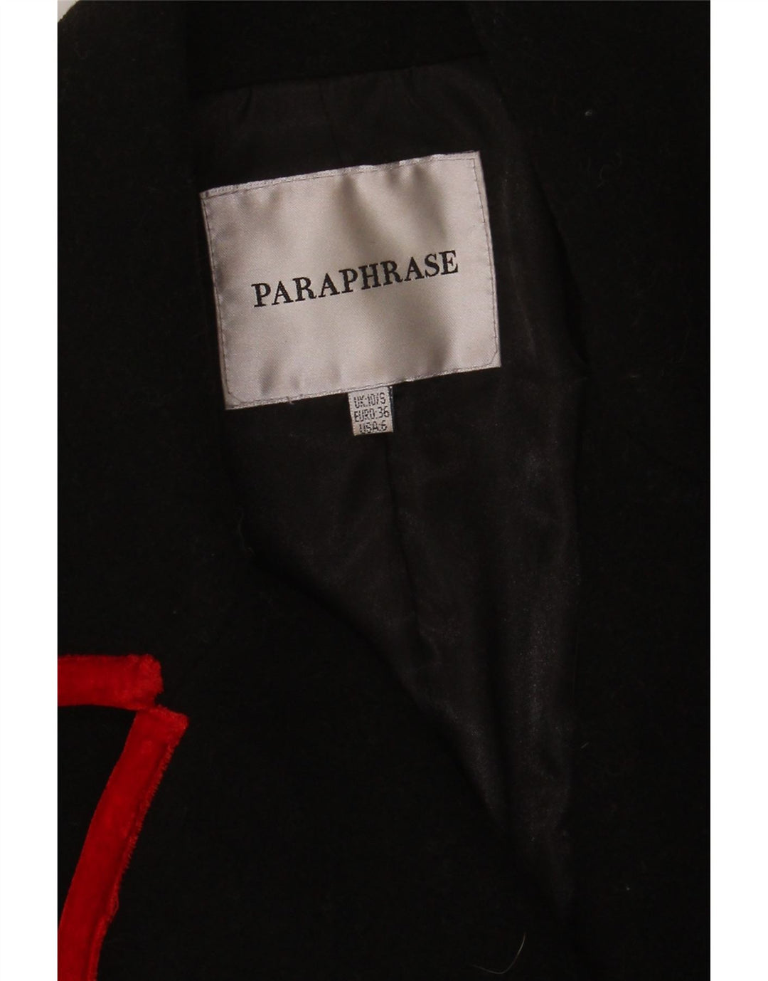 PARAPHRASE Womens 1 Button Blazer Jacket UK 10 Small Black Colourblock Vintage Paraphrase and Second-Hand Paraphrase from Messina Hembry 