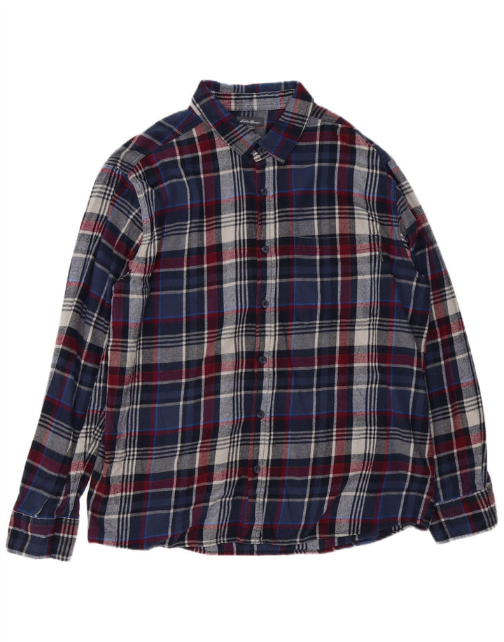 EDDIE BAUER Muška flanelska košulja 2XL tamnoplavi karirani pamuk