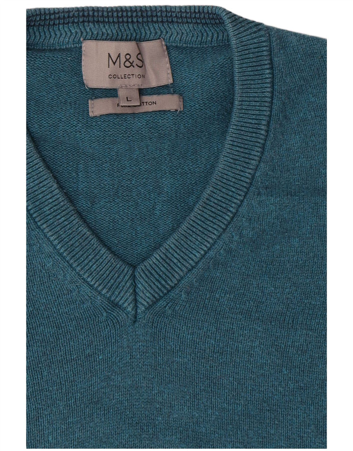 Marks & Spencer muški pulover s V-izrezom, veliki plavi pamuk