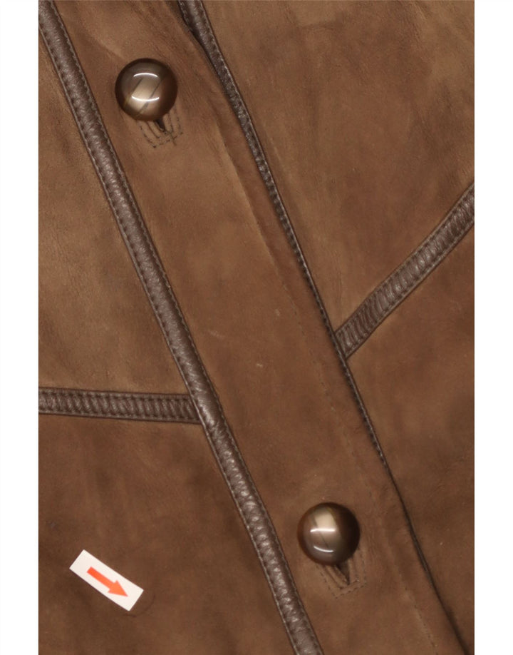 Vintage ženski kaput od šišmiša UK 16 velika smeđa koža