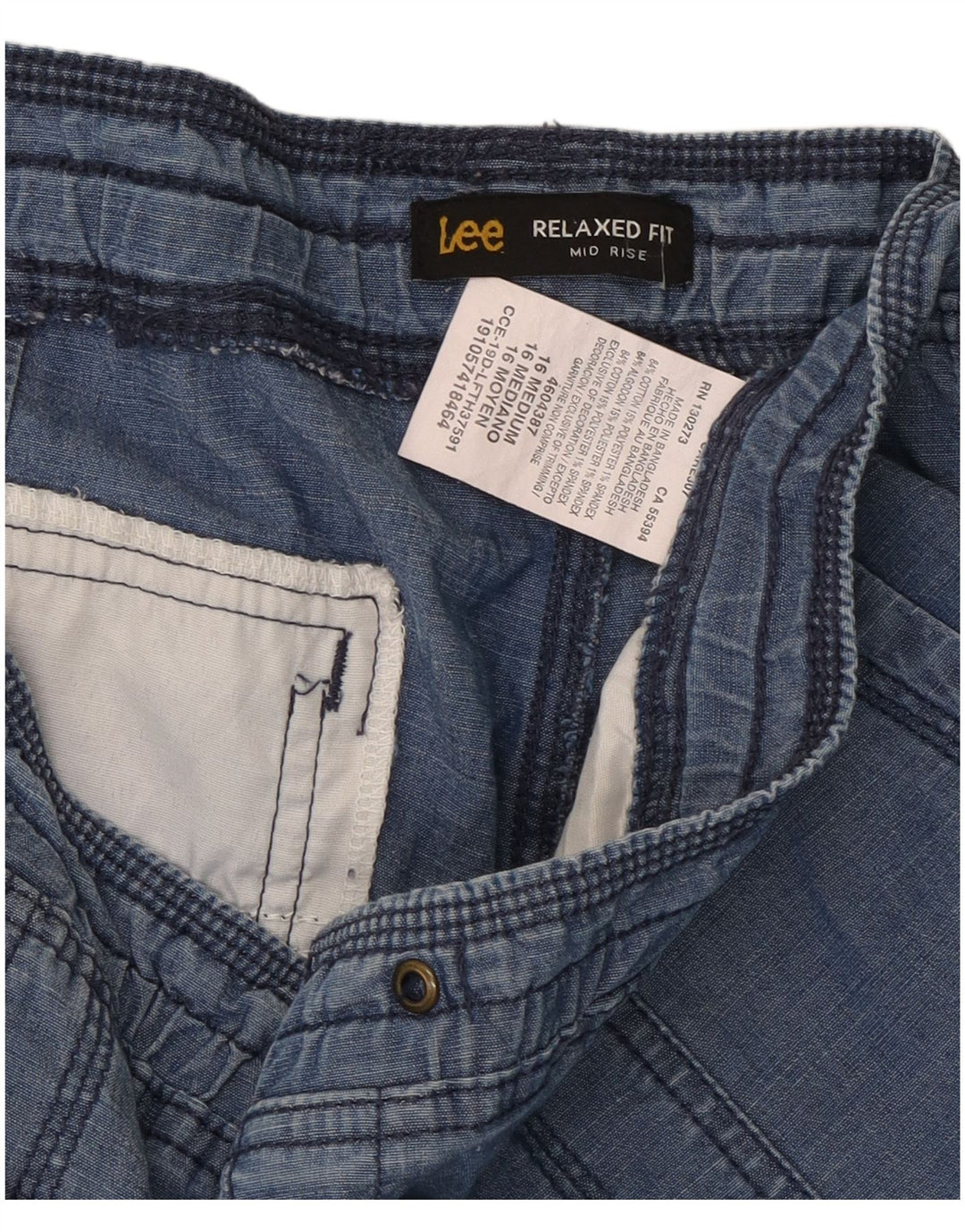 Lee ženske bermude srednjeg rasta opuštenog kroja UK 16 2XL W38 plavi pamuk