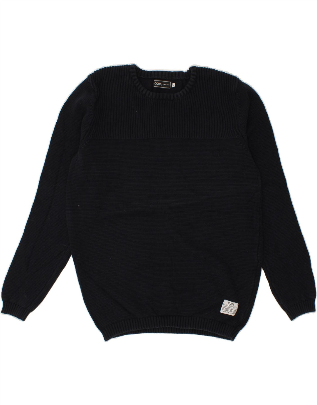 JACK & JONES Mens Core Crew Neck Jumper Sweater Small Navy Blue Cotton Vintage Jack & Jones and Second-Hand Jack & Jones from Messina Hembry 