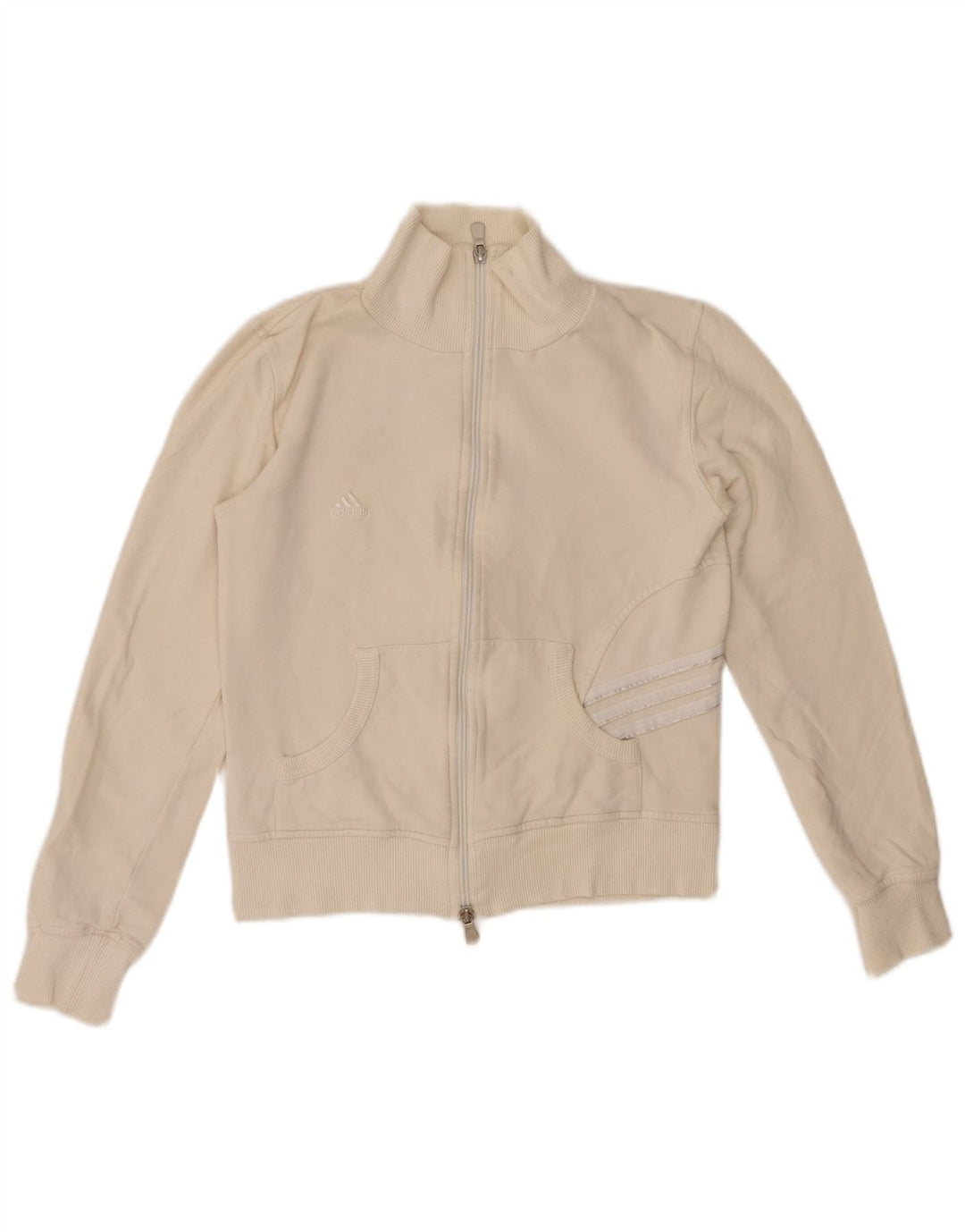 ADIDAS ženska gornja jakna kratke trenirke UK 10 Mala bijela pamuk