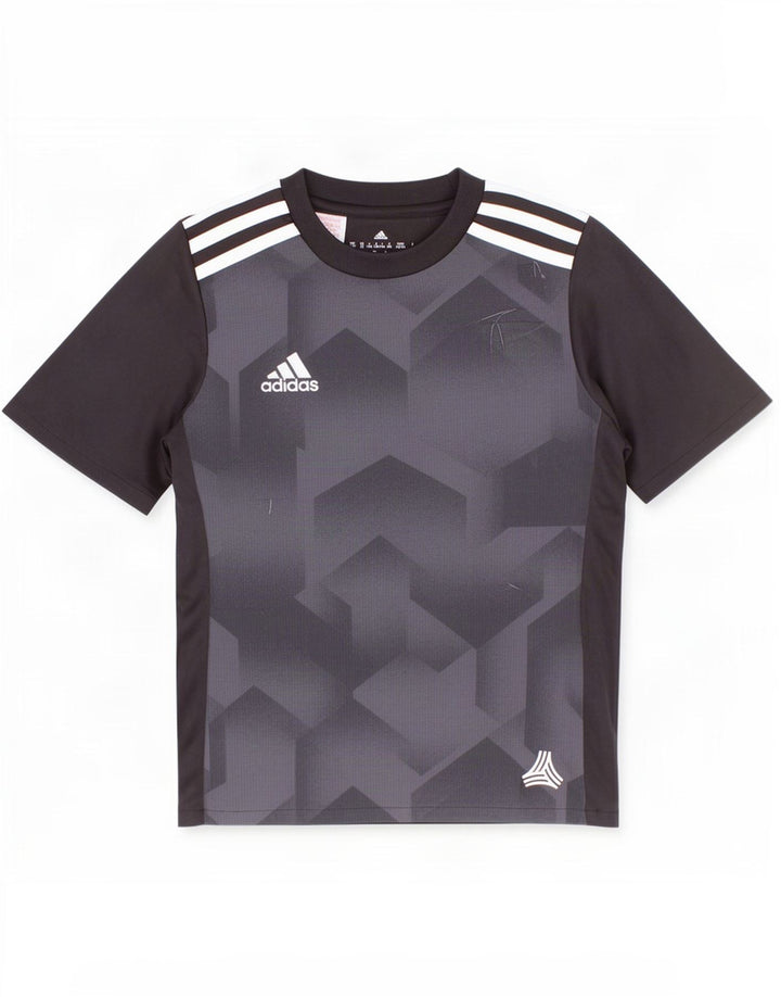 Adidas Boys Climalite T-Shirt Top 7-8 Years Black Geometric Poliester