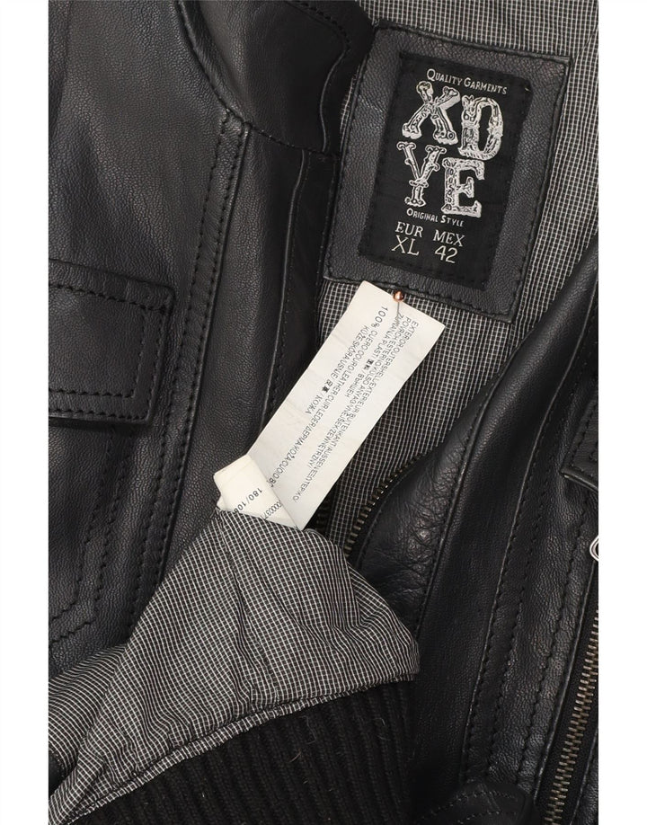 XDYE muška bomber kožna jakna UK 42 XL crna koža