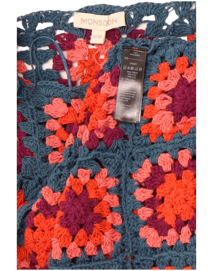 MONSOON ženski heklani džemper s lađastim izrezom UK 10 Mali plavi karirani