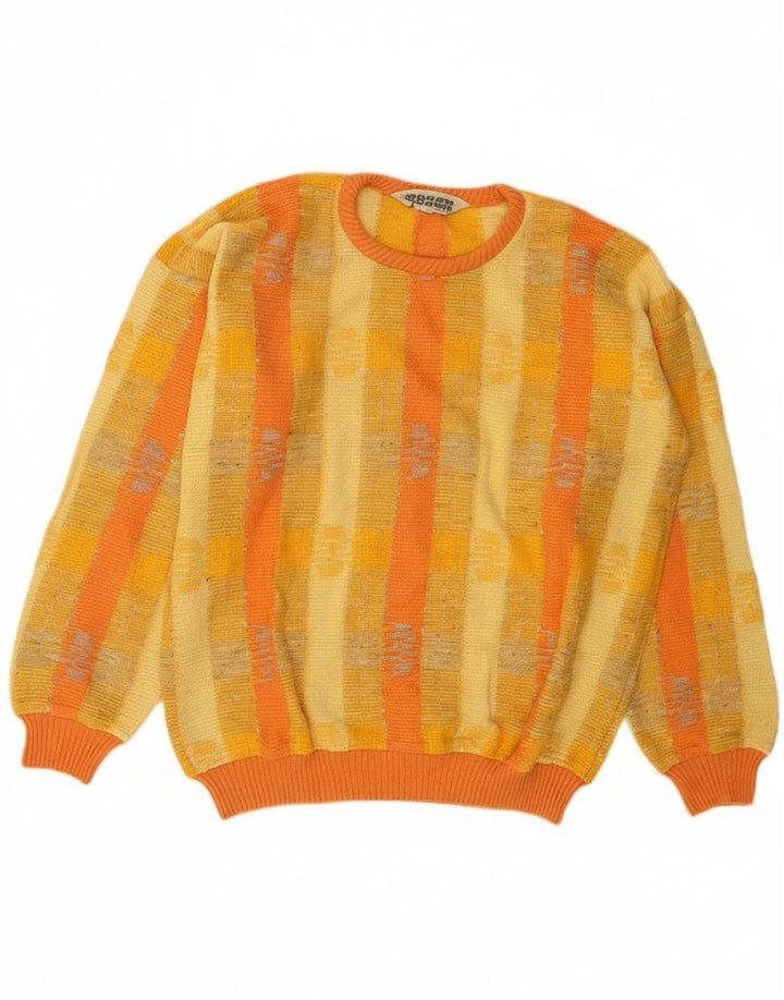 Muški bokserski džemper s okruglim izrezom, pamuk na srednje žute pruge