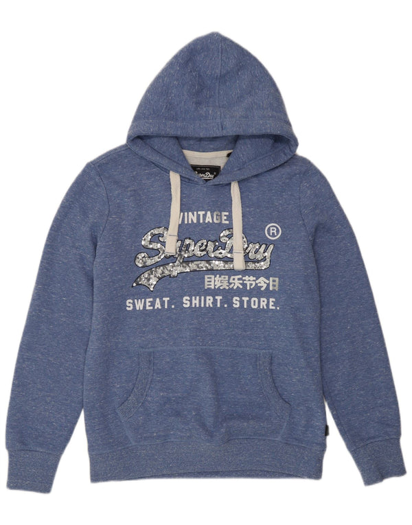 Superdry ženska majica s kapuljačom s kapuljačom s kapuljačom UK 14 s velikim plavim pjegama od poliestera