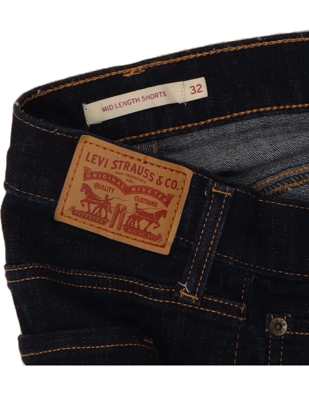 LEVI'S Womens Denim Shorts W32 Large Navy Blue Cotton Vintage Levi's and Second-Hand Levi's from Messina Hembry 