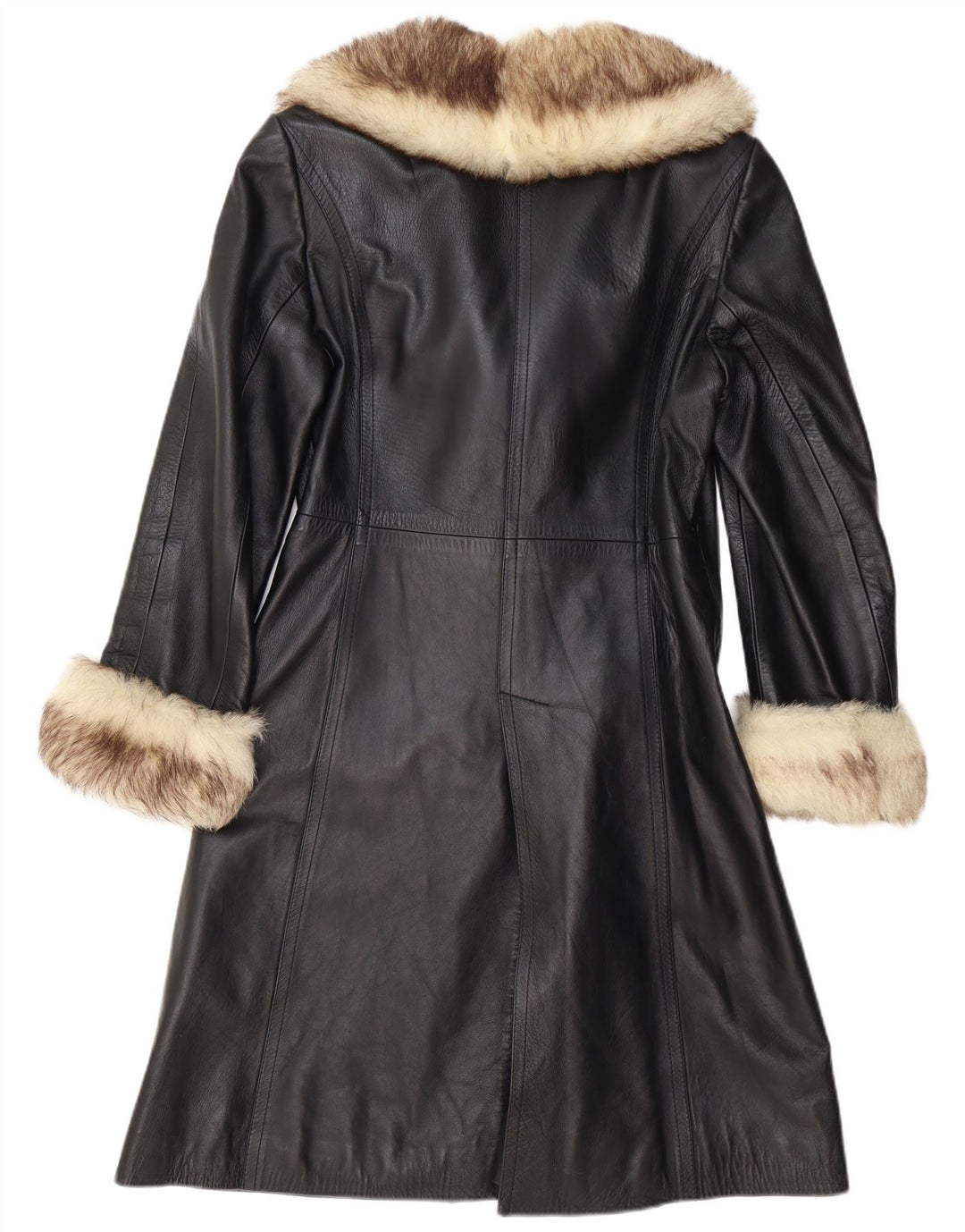 VINTAGE ženski kožni kaput UK 12 Srednje crni