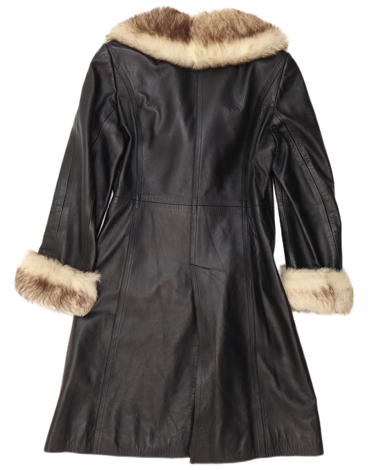 VINTAGE ženski kožni kaput UK 12 Srednje crni