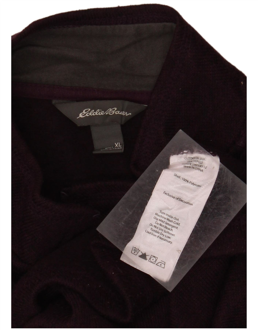 EDDIE BAUER Muška majica s izrezom s patentnim zatvaračem XL ljubičasti pjegavi poliester