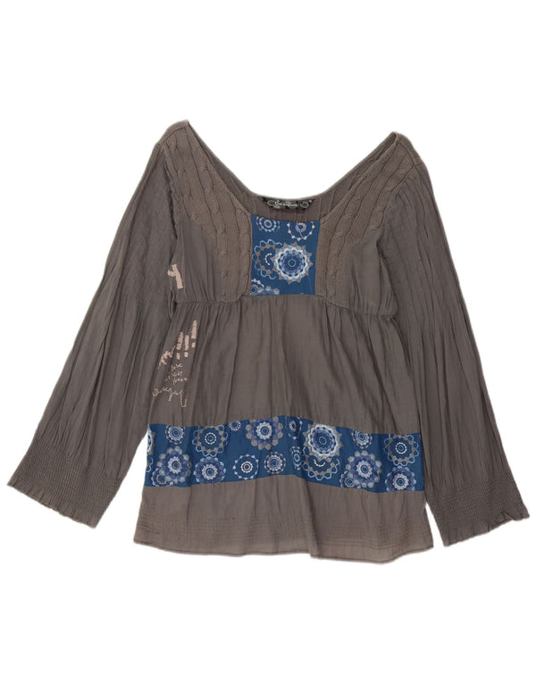 Desigual ženski gornji dio bluze dugih rukava s grafičkim motivima UK 16 Large Grey Geometric