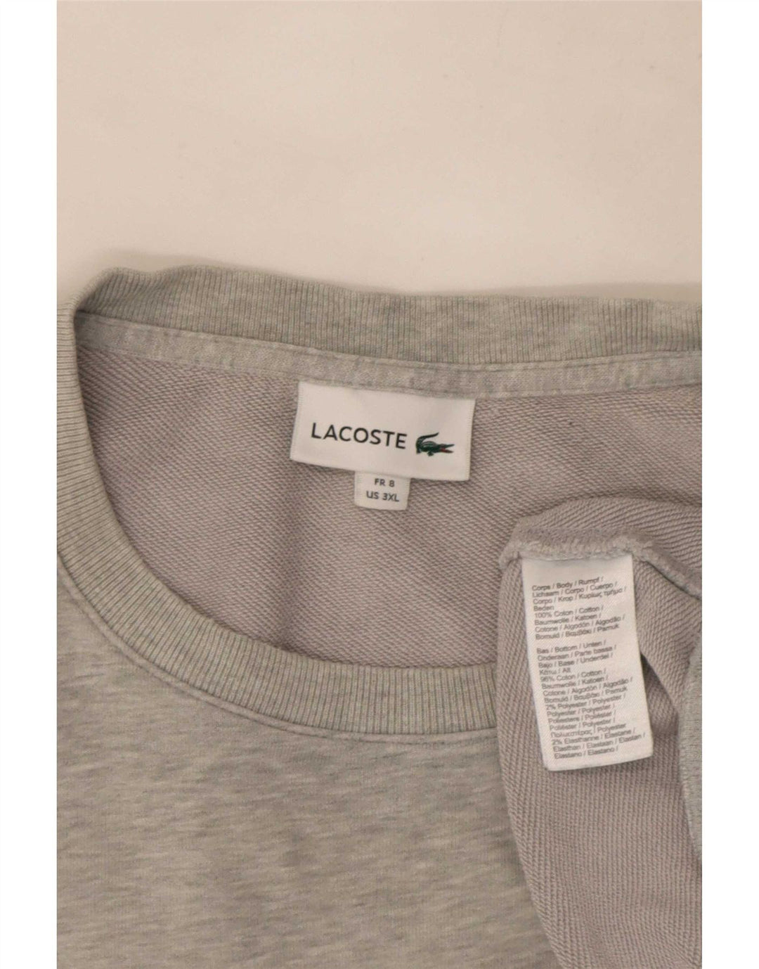 Lacoste muška majica s kratkim rukavima, džemper, veličina 8 3XL, sivi flekasti pamuk