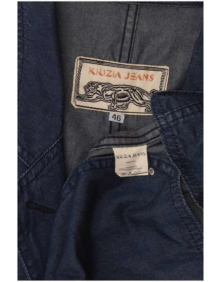 Krizia Jeans Ženska traper jakna s 1 gumbom IT 46 Veliki plavi pamuk