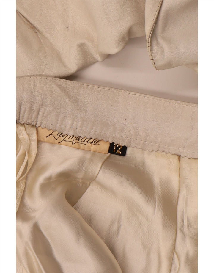 Vintage dvodijelni ženski kožni komplet suknji UK 12 srednje veličine W26 sivo bijeli