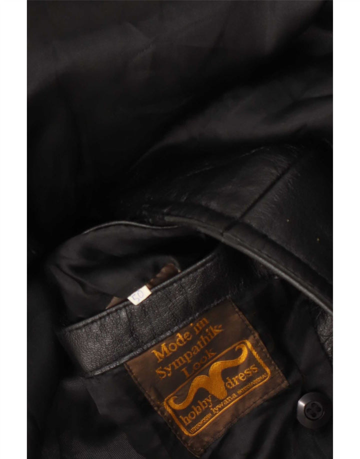 Vintage muški kožni kaput s dvostrukim kopčanjem IT 50 Large Black