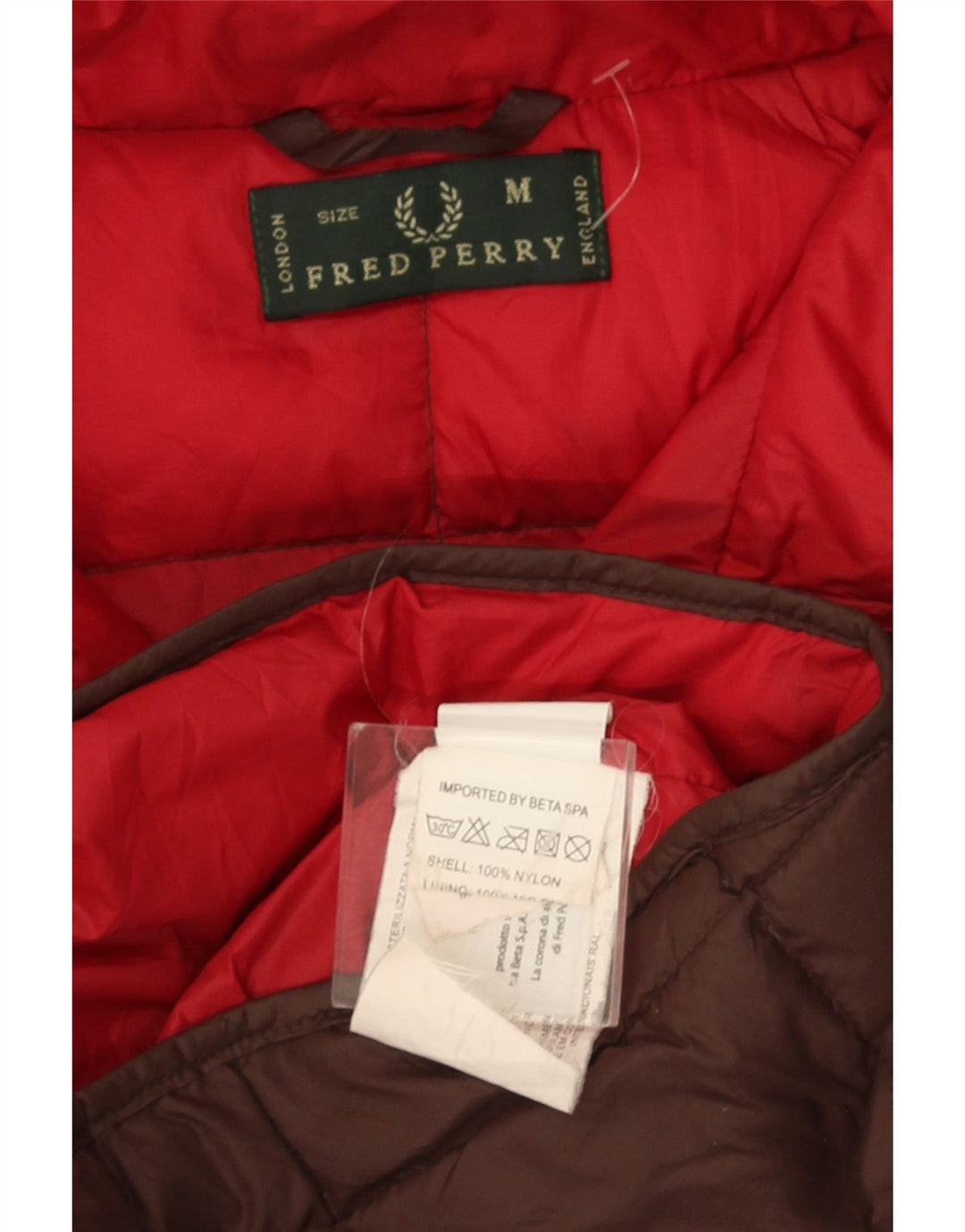 Fred Perry muška podstavljena jakna s kapuljačom UK 38 srednje smeđi najlon