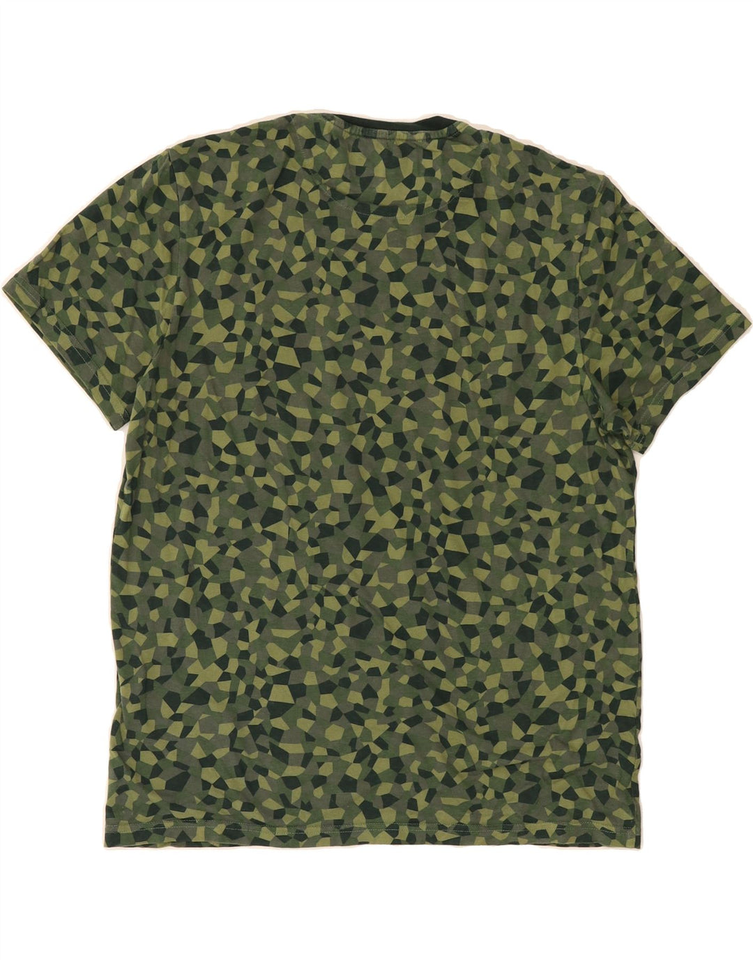LYLE & SCOTT Mens T-Shirt Top Medium Green Geometric Cotton Vintage Lyle & Scott and Second-Hand Lyle & Scott from Messina Hembry 