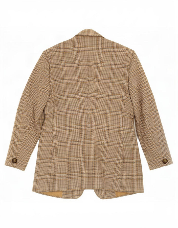 Benetton ženski sako sa 2 gumba IT 46 Large Beige Houndstooth Wool