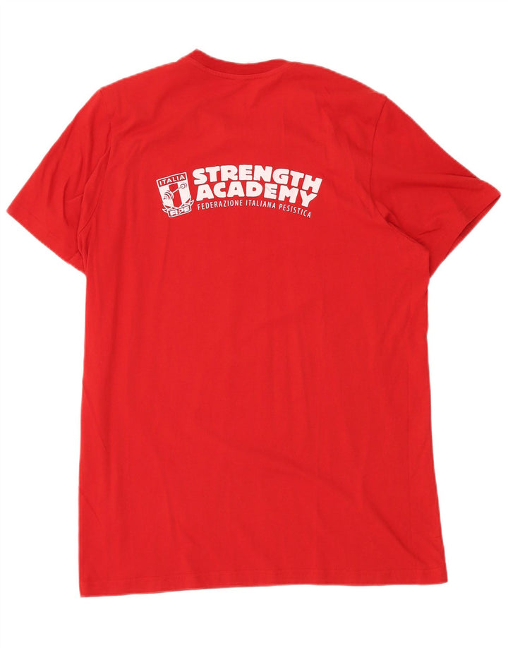 ADIDAS Mens Italia Graphic T-Shirt Top Large Red Pamuk