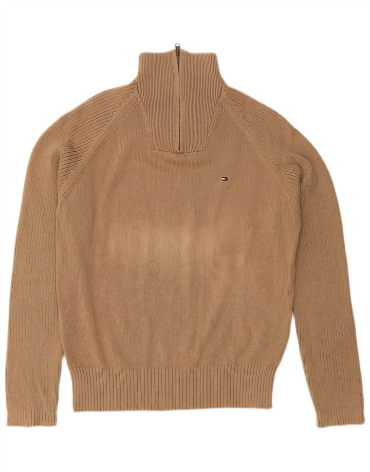 Tommy Hilfiger muški džemper s izrezom i srednjim bež pamukom