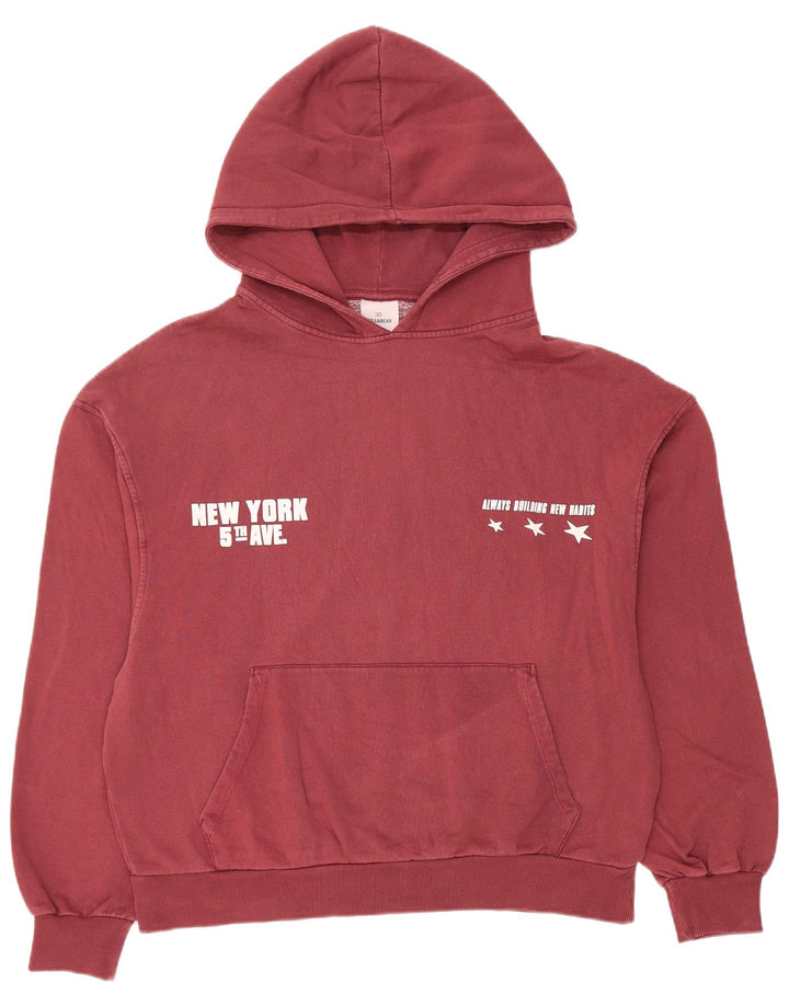 Pull & Bear ženska majica s kapuljačom s kapuljačom s grafičkim motivima UK 14 srednje tamnocrvena