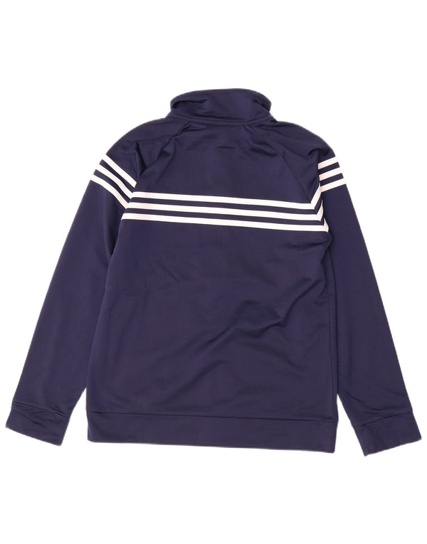 ADIDAS Boys Tracksuit Top Jacket 12-13 Years Large Navy Blue Polyester