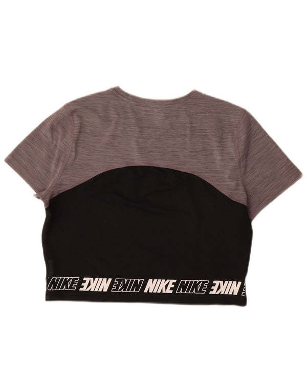 Nike Ženska majica kratkih rukava Dri Fit Crop Graphic T-Shirt UK 16 Large Black Colourblock