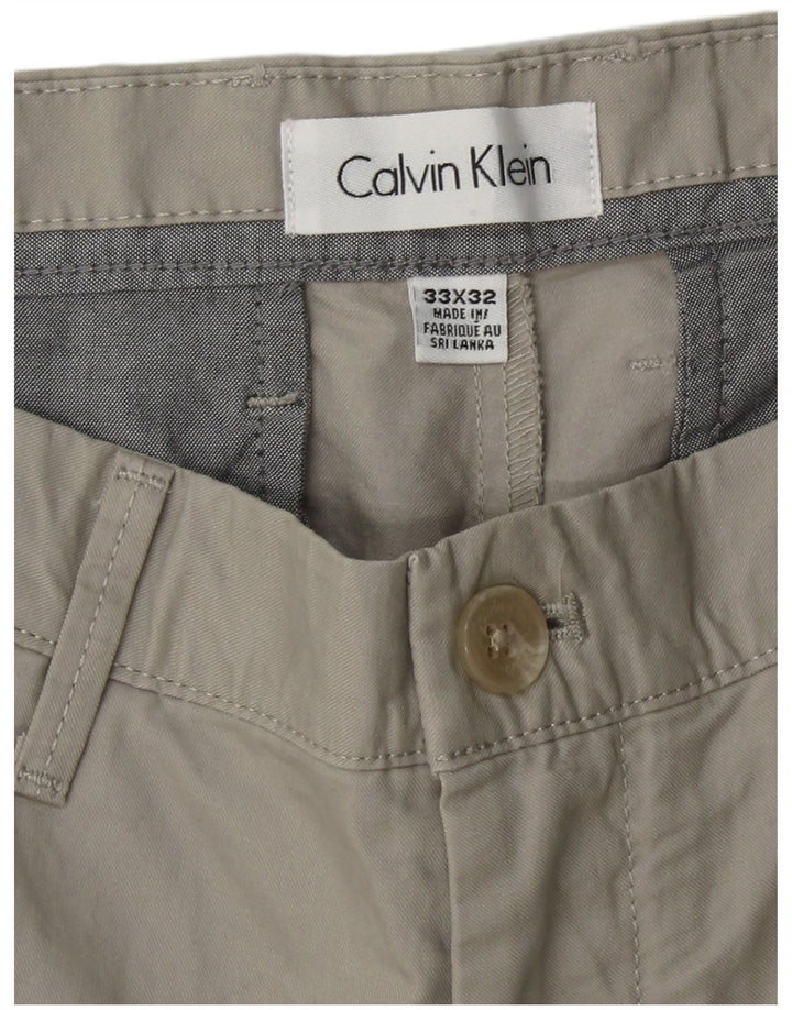 CALVIN KLEIN Muške ravne chino hlače W33 L32 Sivi pamuk