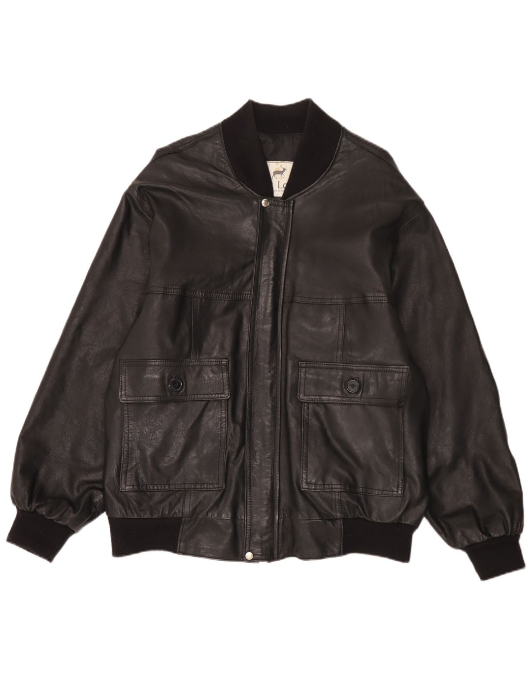 Vintage muška bomber kožna jakna UK 42 XL crna koža