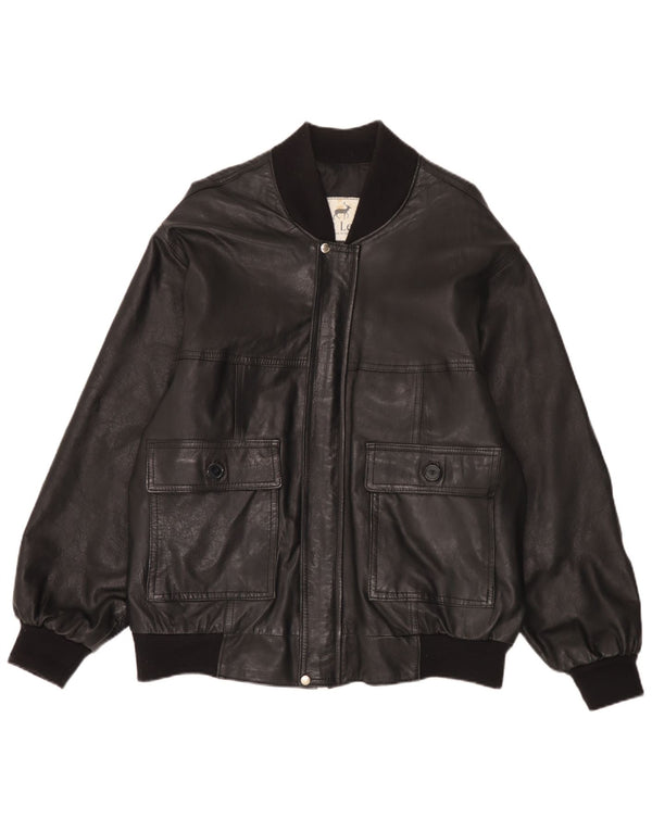 Vintage muška bomber kožna jakna UK 42 XL crna koža