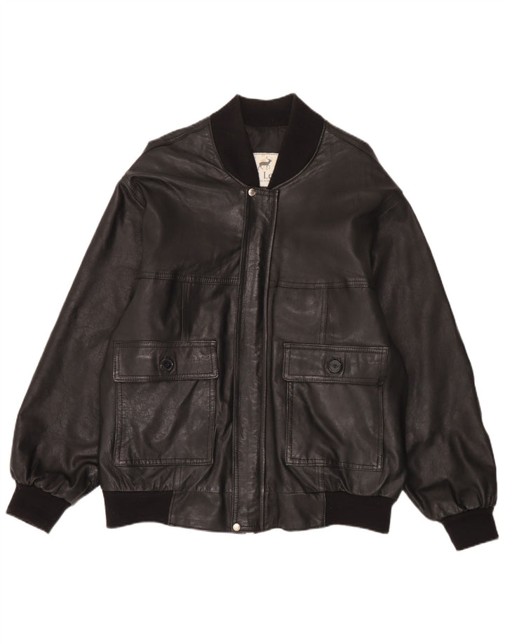 Vintage muška bomber kožna jakna UK 42 XL crna koža