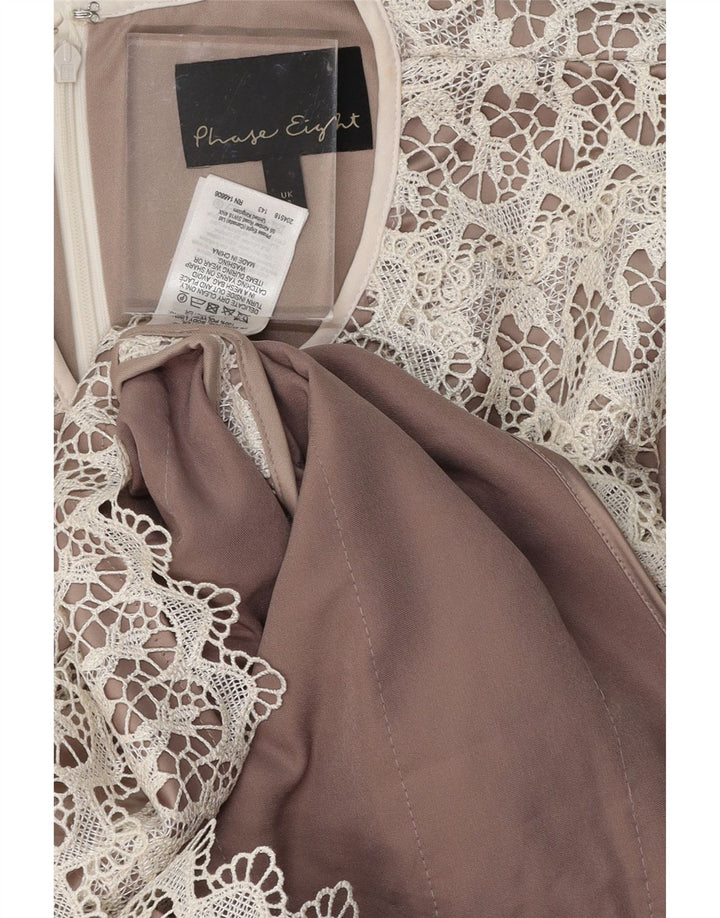 PHASE EIGHT Womens Sheath Dress UK 14 Medium Beige Floral Polyester Vintage Phase Eight and Second-Hand Phase Eight from Messina Hembry 