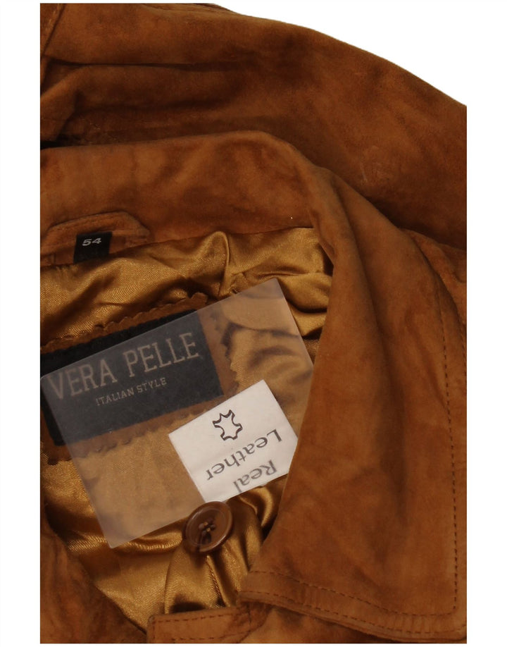 Vintage muška bomber jakna od brušene kože IT 54 2XL smeđa koža