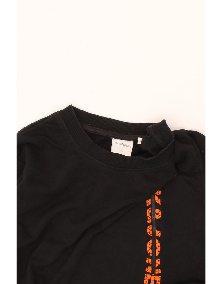 JACK & JONES Mens Graphic Sweatshirt Jumper Medium Black Cotton Vintage Jack & Jones and Second-Hand Jack & Jones from Messina Hembry 
