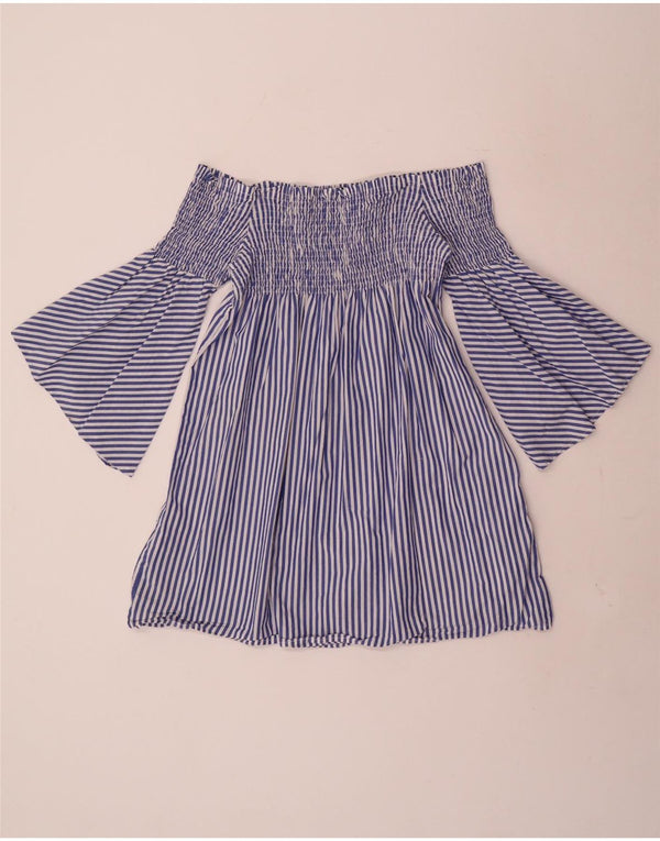 Zara ženska majica s otvorenim ramenima 3/4 rukava UK 4 XS pamuk na plave pruge
