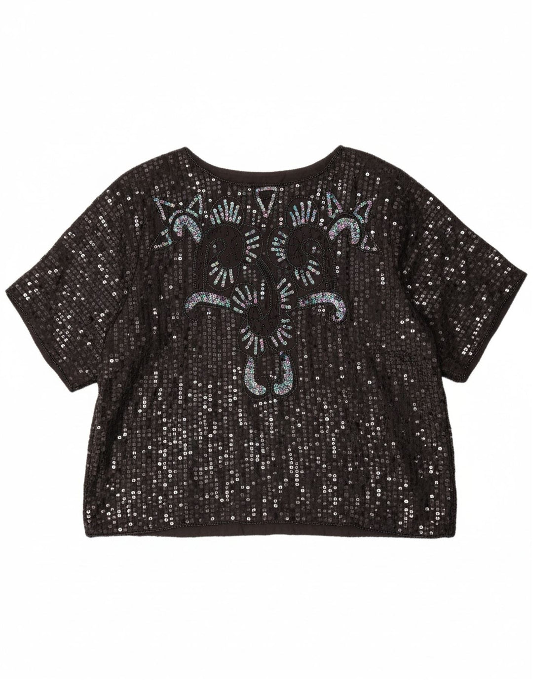 VINTAGE Womens Oversized Blouse Top IT 50 XL Black Viscose