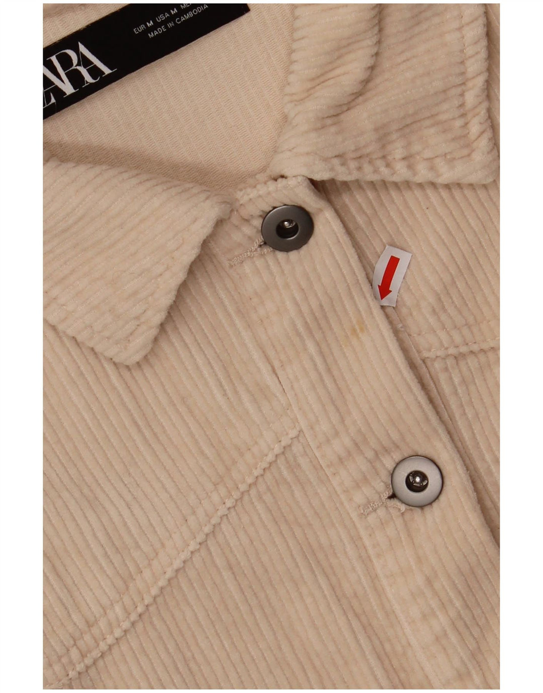 ZARA ženska prevelika košulja od samta UK 14, srednje bijel pamuk