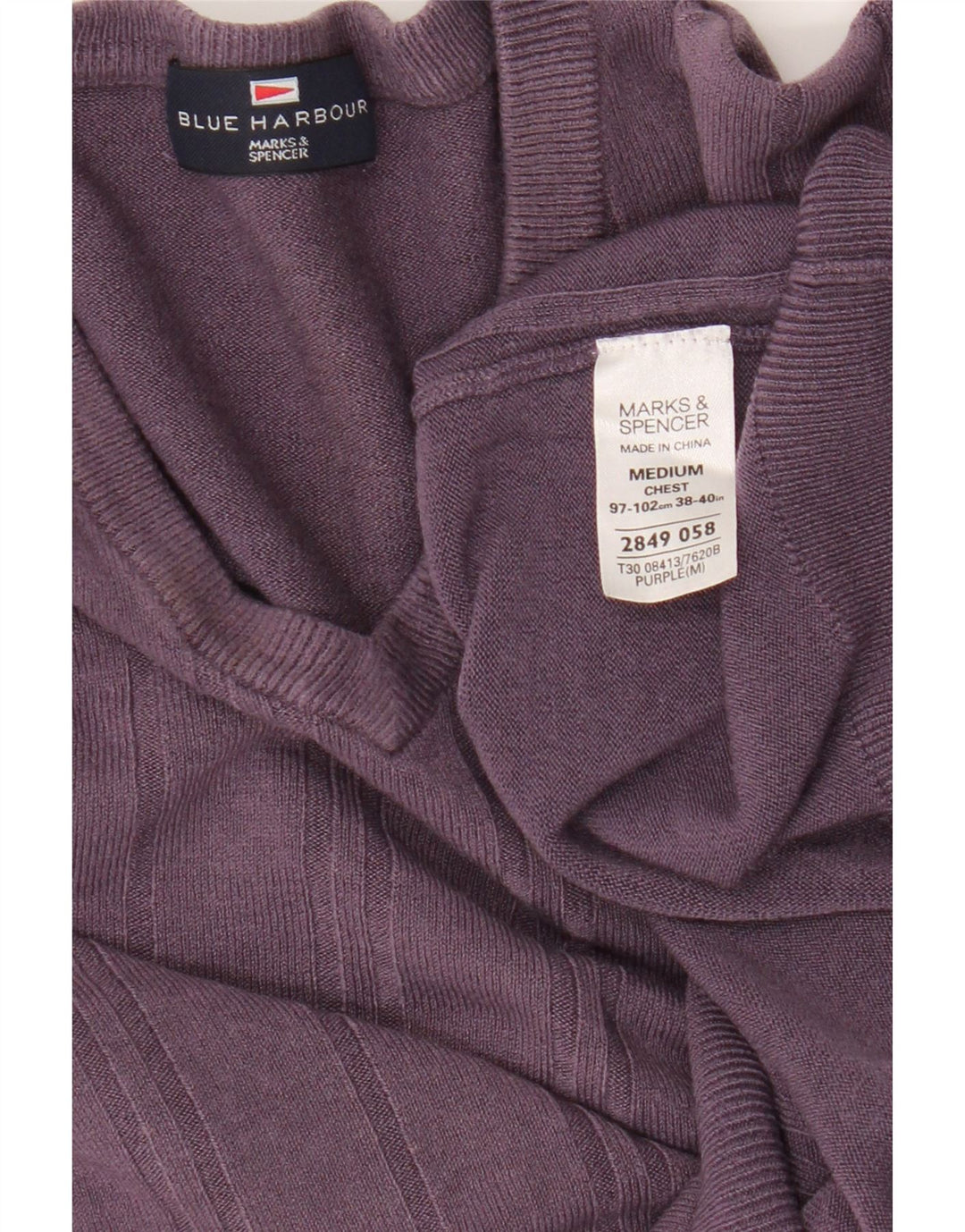 Marks & Spencer ženski džemper s V-izrezom UK 14 srednje ljubičasta