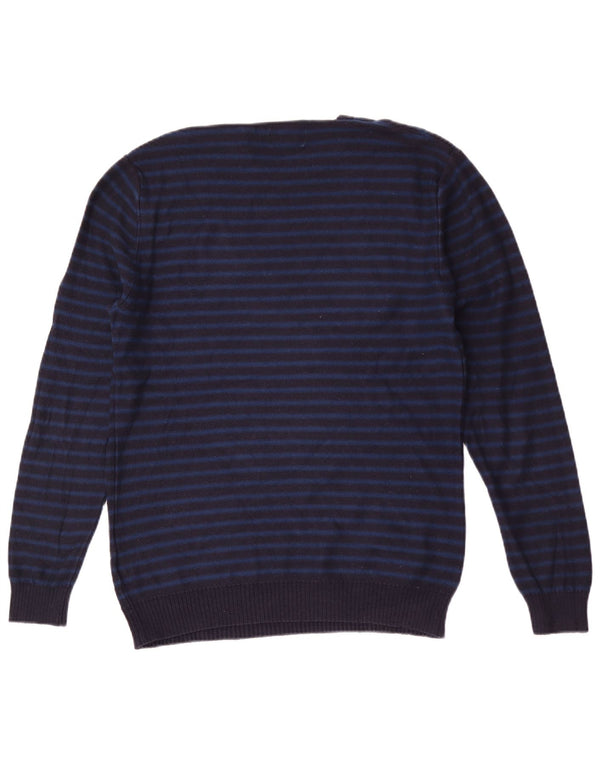 Jack Wills, muški džemper s okruglim izrezom, srednji tamnoplavi pamuk na pruge
