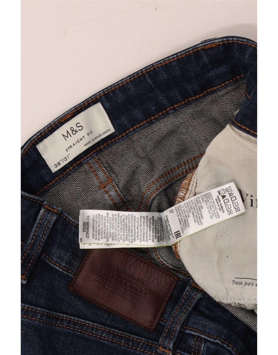 Marks & Spencer muške ravne traperice W38 L31 plavi pamuk