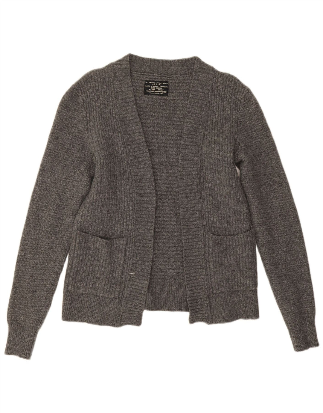 Svi sveti ženski otvoreni kardigan pulover UK 10 Small Grey Lambswool