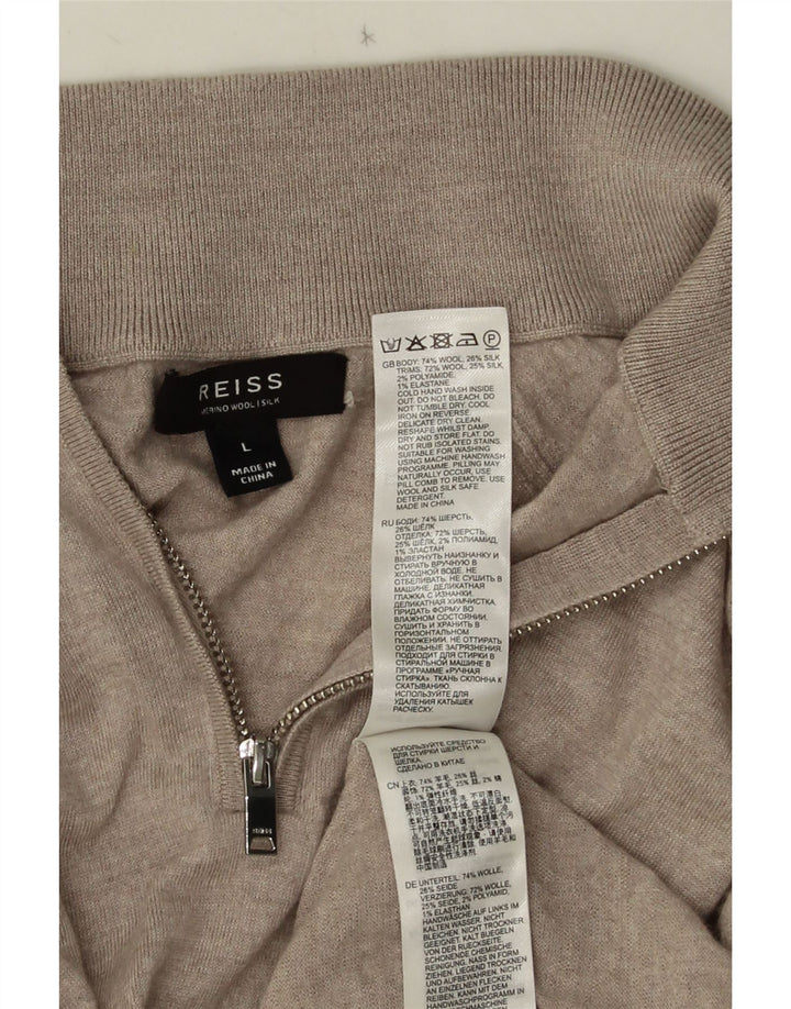 Veliki sivi vuneni muški džemper s izrezom i patentnim zatvaračem REISS